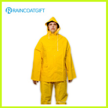 2PCS Yellow PVC Polyester Rainsuit